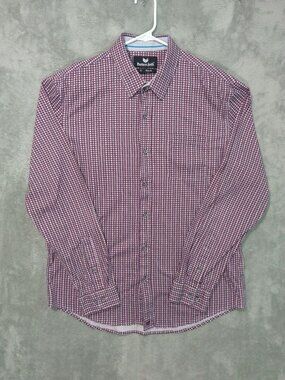 Butter Cloth Shirt Mens XL Purple Plaid Slim Fit Long Sleeve Button Up Cotton